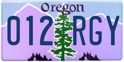 OR license plate 012RGY