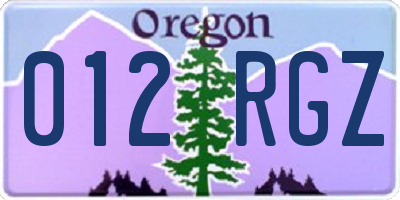 OR license plate 012RGZ