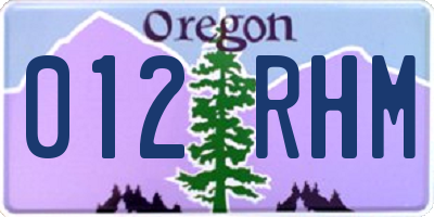OR license plate 012RHM