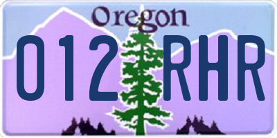 OR license plate 012RHR