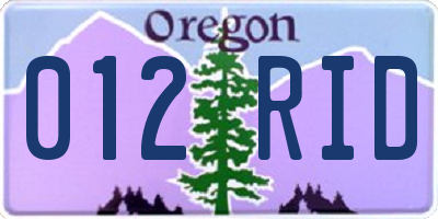 OR license plate 012RID