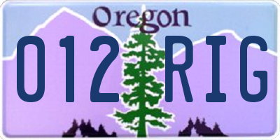 OR license plate 012RIG