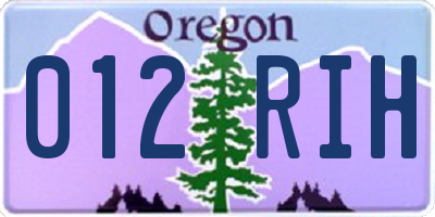 OR license plate 012RIH
