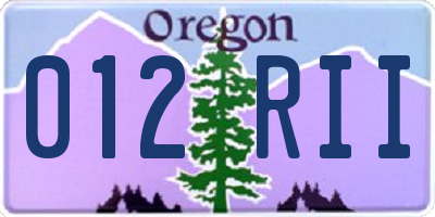 OR license plate 012RII
