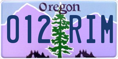 OR license plate 012RIM