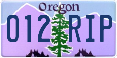 OR license plate 012RIP