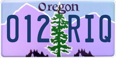OR license plate 012RIQ