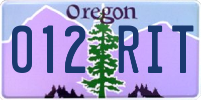 OR license plate 012RIT