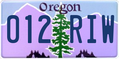 OR license plate 012RIW