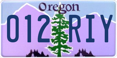 OR license plate 012RIY