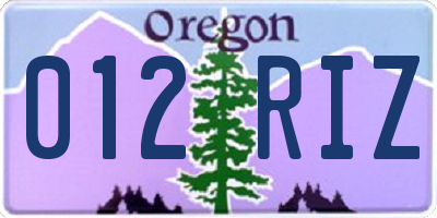 OR license plate 012RIZ