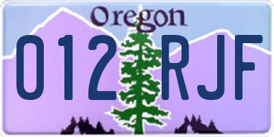 OR license plate 012RJF