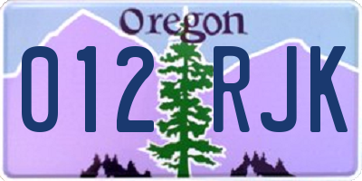OR license plate 012RJK