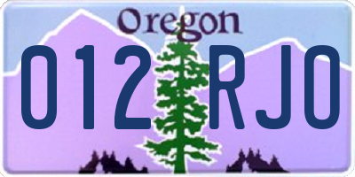 OR license plate 012RJO