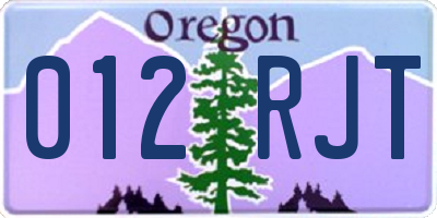OR license plate 012RJT