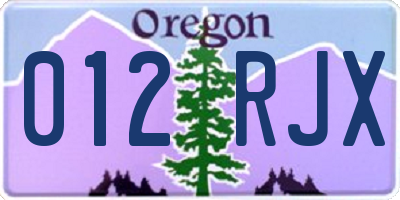 OR license plate 012RJX
