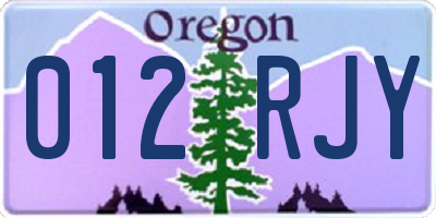 OR license plate 012RJY