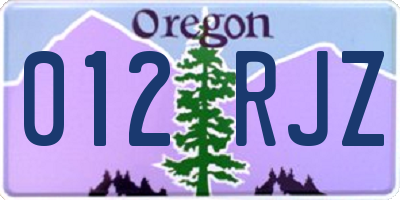 OR license plate 012RJZ