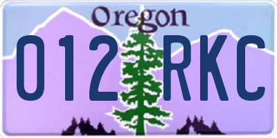 OR license plate 012RKC