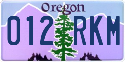 OR license plate 012RKM