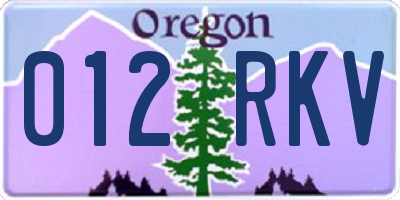 OR license plate 012RKV