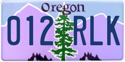 OR license plate 012RLK