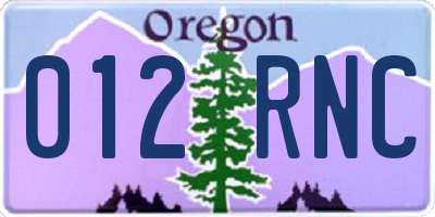 OR license plate 012RNC