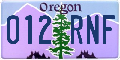 OR license plate 012RNF