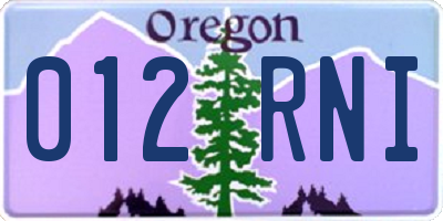 OR license plate 012RNI
