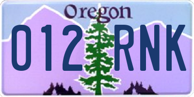 OR license plate 012RNK