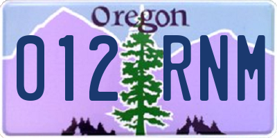 OR license plate 012RNM