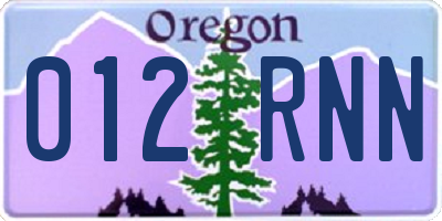 OR license plate 012RNN