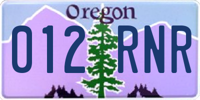 OR license plate 012RNR