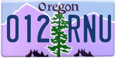OR license plate 012RNU