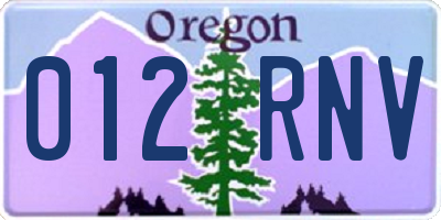 OR license plate 012RNV