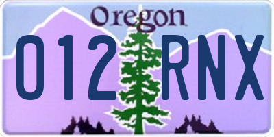 OR license plate 012RNX