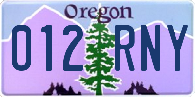 OR license plate 012RNY