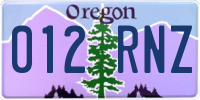 OR license plate 012RNZ