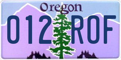OR license plate 012ROF