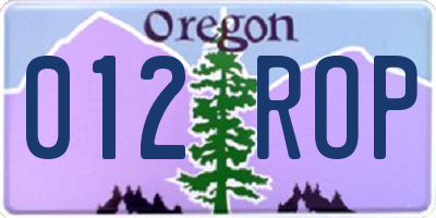 OR license plate 012ROP
