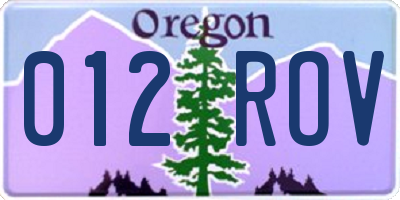 OR license plate 012ROV