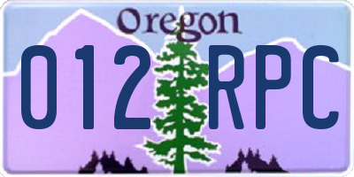OR license plate 012RPC