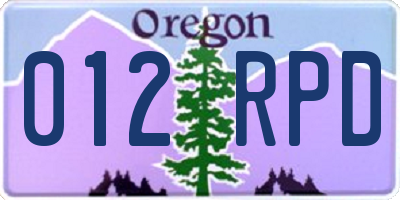 OR license plate 012RPD