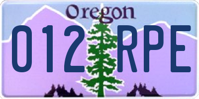 OR license plate 012RPE