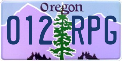 OR license plate 012RPG