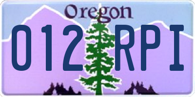 OR license plate 012RPI