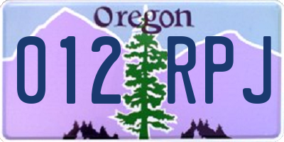 OR license plate 012RPJ