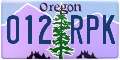 OR license plate 012RPK