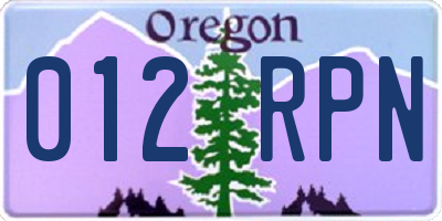 OR license plate 012RPN