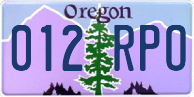 OR license plate 012RPO